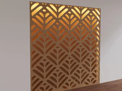 Decorative Wooden Wall Model 4 3D model