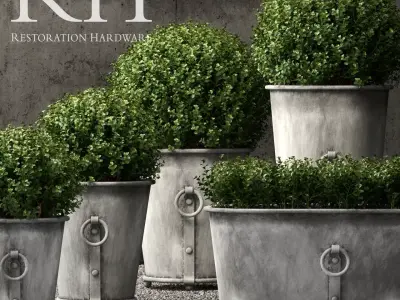Restoration Hardware estate zinc ring round planters 3D model