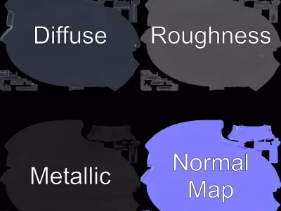 Black Stealth Submarine model pack Low-poly 3D model