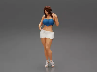 Sexy woman in short and high heels 3D print model
