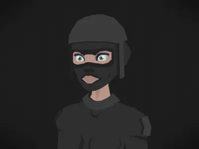 Colorly - Spec Police Girl - Game Ready - Rigged - Customizable Low-poly 3D model