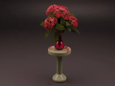 Ixora flower vase 3D model