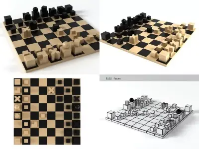 Bauhaus chess pieces 3D model