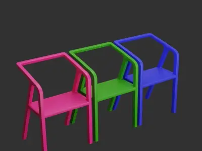 Neon Trio Chairs Free low-poly 3D model