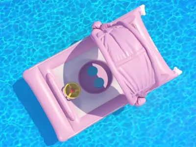 Funboy inflatable luxury pink car baby float 3D model