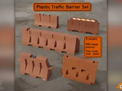 Plastic Traffic Barriers Pack 3D model