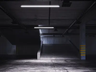 Parking garage with porsche sports car 3D model