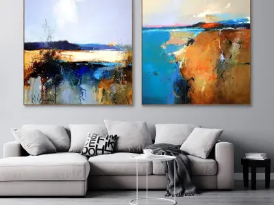 Plaster two square photo frames 18 Low-poly 3D model