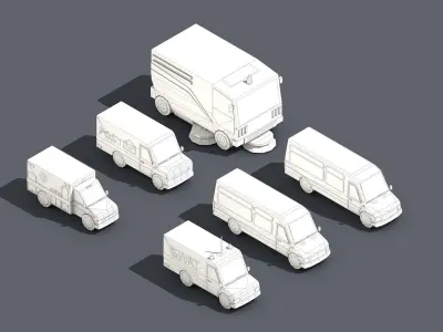 Low Poly Car Pack 01 Isometric Low-poly 3D model