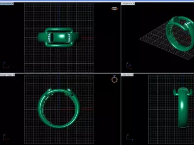 Fluid Modern Gold Ring with Open Structure and Stone Details 3D print model