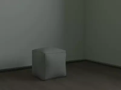 Pouffe empty room with cube 3D model