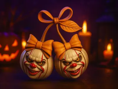 Creepy Clown Pumpkin Cherry Decor Halloween Horror Ornament  3D print model