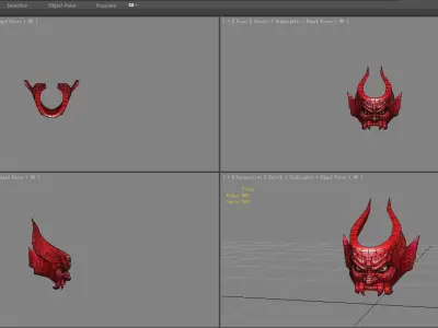 red mask - ninja Low-poly 3D model