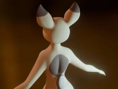 Nicole Anthro Deer Low-poly 3D model