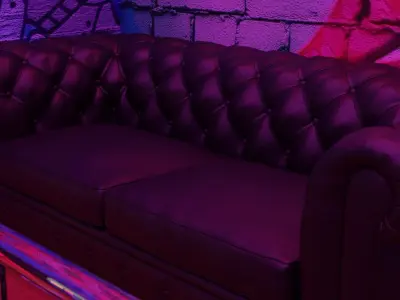 Bowling alley with neon lights 3D model