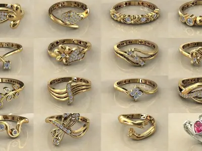 Women Wedding Engagement Ring 35 Pieces 3D Model Pack