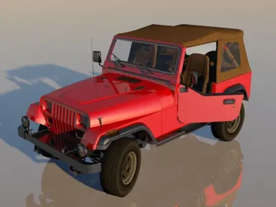 Hunting Adventure Jeep with Interior Lowpoly 3D Model  Low-poly 3D model