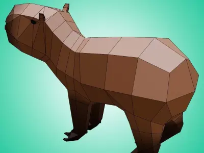 Capybara Low-poly 3D model