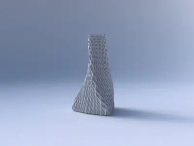 Vase twist tilted triangle with grid piramides 3D print model