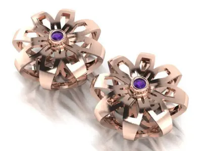 flower earrings  Free 3D print model