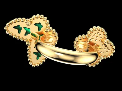 Clover Butterfly Ring 3D print model