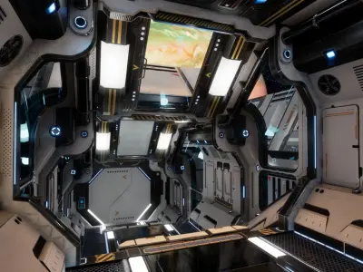 Modular Scifi Interior Spaceship Environment UE4 Low-poly 3D model
