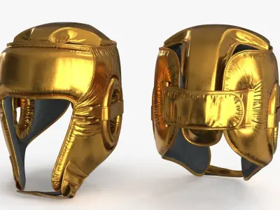3D Boxing Training Helmet Gold Low-poly 3D model