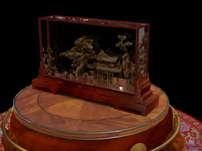 Chinese carved cork display stand  3D model