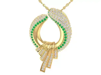 Luxury Diamond Emerald Pendant Necklace for Women 1744 3D print model
