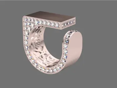 elegant square jewelry ring 3D print model