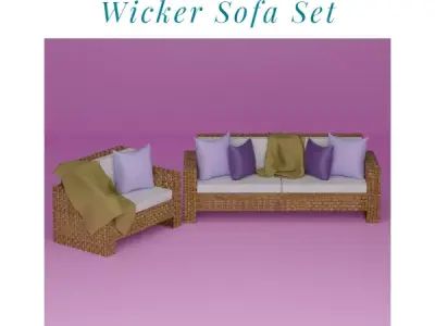 Wicker Sofa Set 3D model