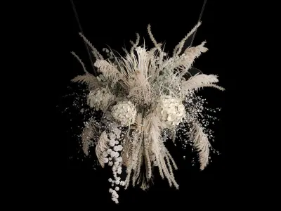 Hanging Installation Bouquet Of Dried Flowers Hydrangea pampas  3D model
