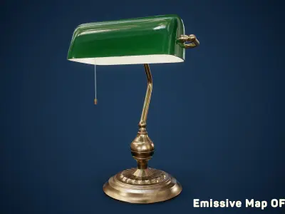 Bankers Lamp PBR Game Ready Low-poly 3D model