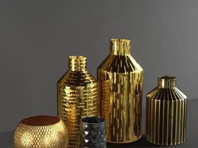 vase430 gold vases 3D model