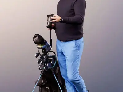 Golf Player Waiting - 3D Model Low-poly 3D model