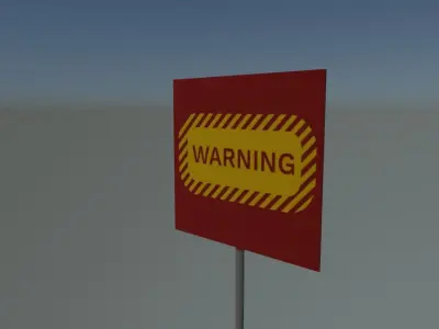 Warning sign Low-poly 3D model