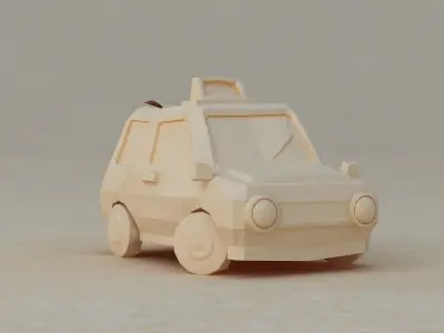 Taxi car sedan interior cute little collection toon vehicle 3D model