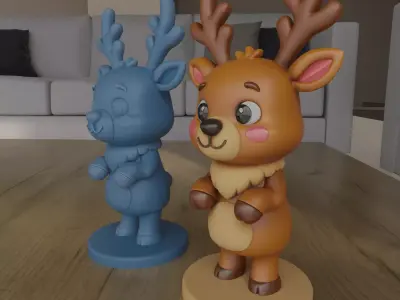 Cute Reindeer Figurine STL for 3D Printing 3D print model