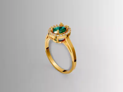 Emerald Halo Ring  Luxury Fine Jewelry CAD Model 3D print model