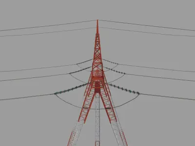 Electricity Pole 25 Low-poly 3D model