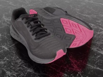 PUMA 3D SHOES - BLACK - PINK Low-poly 3D model