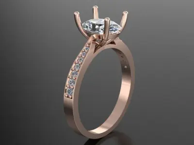 Diamond fashion engagement ring   3D print model