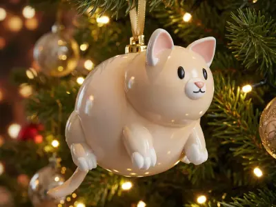 Cute Cat Christmas Ornament 3D print model