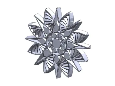 Round floral wood or plaster ornament 3D print model