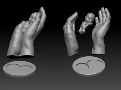 BABY IN TWO HANDS 3D print model