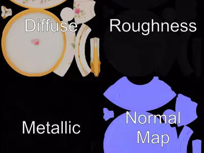 Elegant Floral Teacup model pack Low-poly 3D model