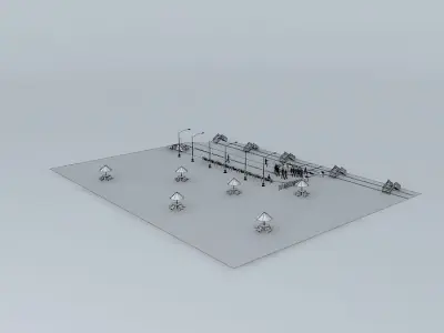 Bicycle Driver and Car CollisionScene  Free 3D model