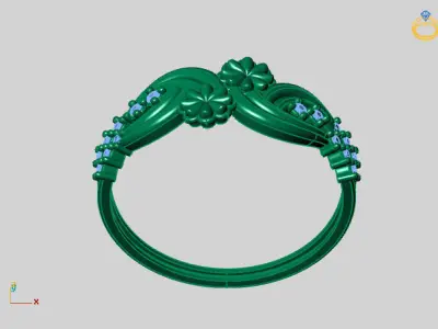 Women Ring Diamond Stone STL 3DM Lightweight Printable 3D print model 2