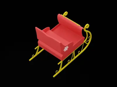 Santa Clause Sleigh Low-poly 3D model