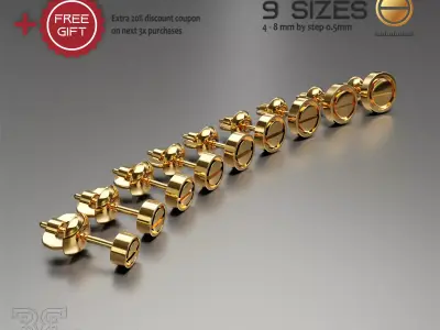 earrings stud luxury screw bolt  ear ring package 3D print model